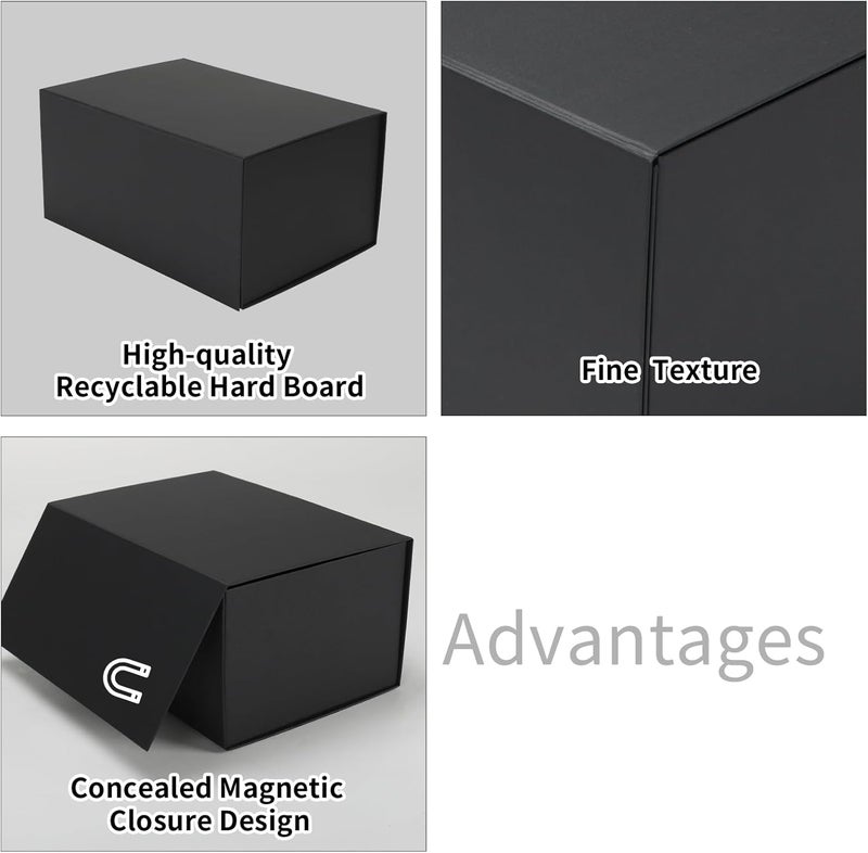 Ditwis 4 Pack 10x7x5 Inches Gift Boxes with Magnetic Closure Lids, Black Magnetic Box for Wedding, Groomsmen Bridesmaid Proposal, Birthdays, Mother's Day - Image 5